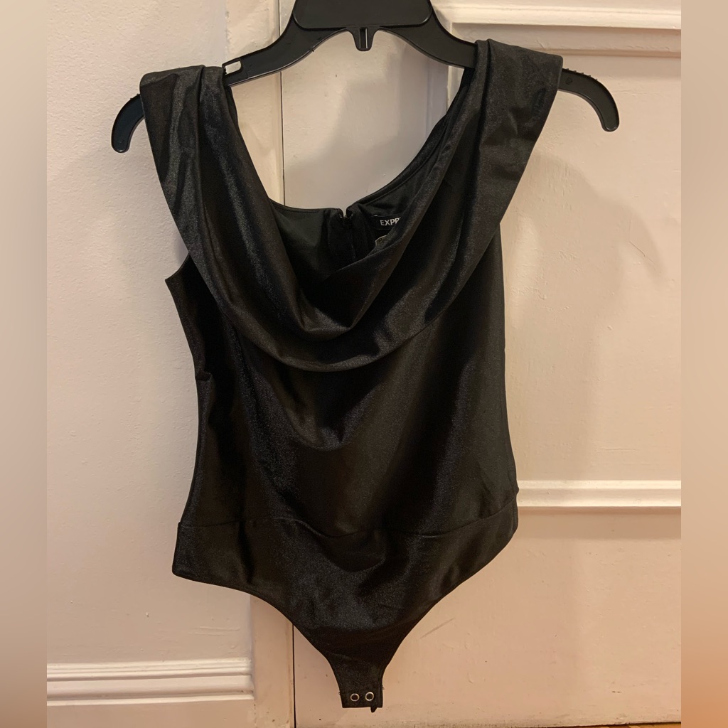 Express Black Bodysuit (Has A Satin Texture With A Sparkly Look)